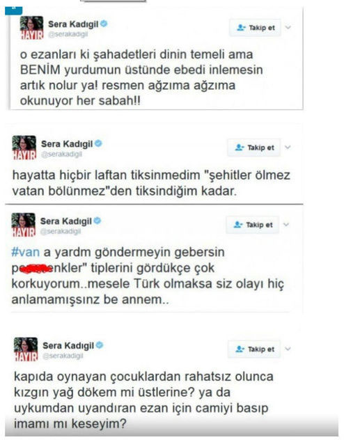 CHP'li Sera Kadıgil'den ezan ve şehitler için çirkin tweetler