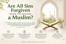 What is the state of the previous sins and good deeds of a person who becomes a Muslim?